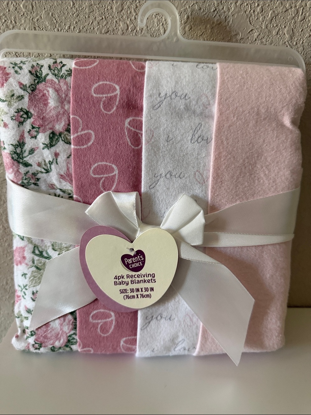 Parent's Choice Pink Baby Receiving Blankets - 4 Pack